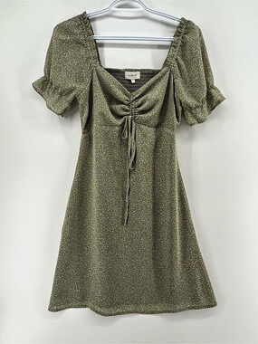 bohme Women’s Small Green Floral Fairycore Mini Dress